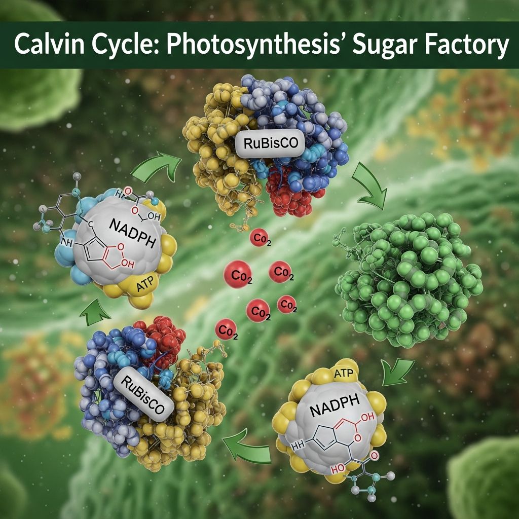 Unlock the secrets of the Calvin cycle, the light-independent powerhouse that transforms CO2 into life-sustaining sugars in plant cells.